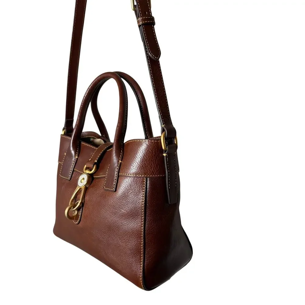 Dooney & Bourke Florentine Small Barlow Satchel Chestnut Leather Crossbody